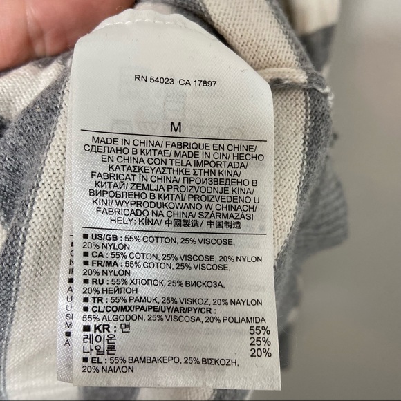 Banana Republic Gray Striped Elbow Patch Sweater Medium - Picture 6 of 10